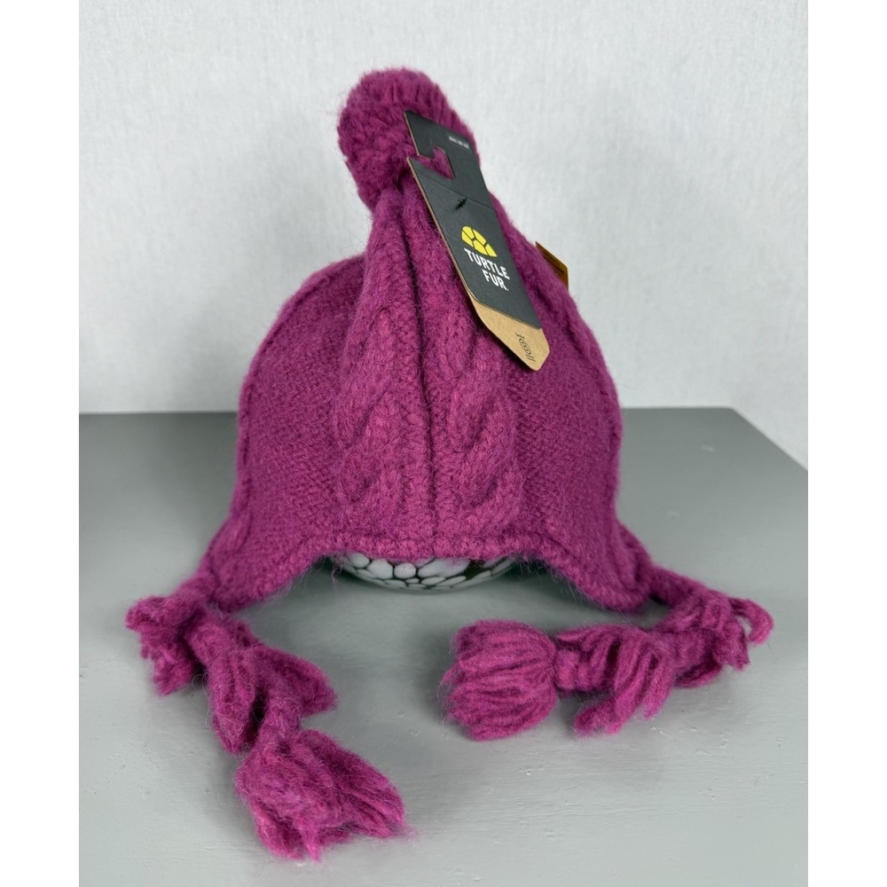 Turtle Fur Ingrid Berry Twisted Cable Knit With Tassels Fully Fleece Lined‎ NEW